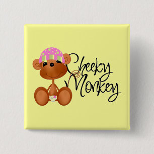 Cheeky Monkey - Girl Tshirts and Gifts 15 Cm Square Badge