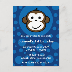 Cheeky Monkey Invitation [blue] Postcard
