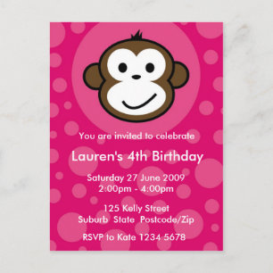 Cheeky Monkey Invitation [pink]