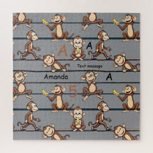 Cheeky Monkey Pattern Jigsaw Puzzle
