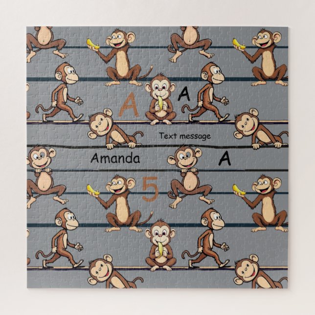 Cheeky Monkey Pattern Jigsaw Puzzle (Vertical)