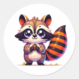 Cheeky Racoon Capers: Colourful Sticker Design