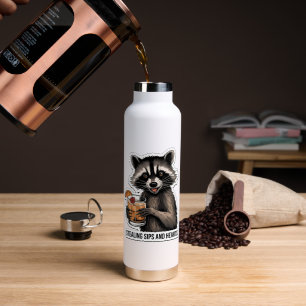 Cheeky Racoon with Whiskey Sour – Playful Cocktai Water Bottle