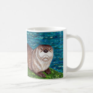Cheeky River Otter painting Coffee Mug