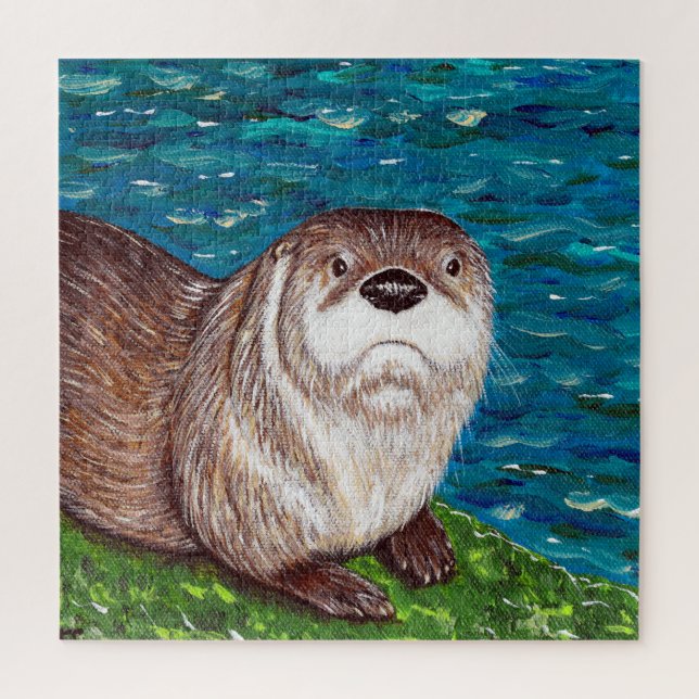 Cheeky River Otter painting Jigsaw Puzzle (Vertical)