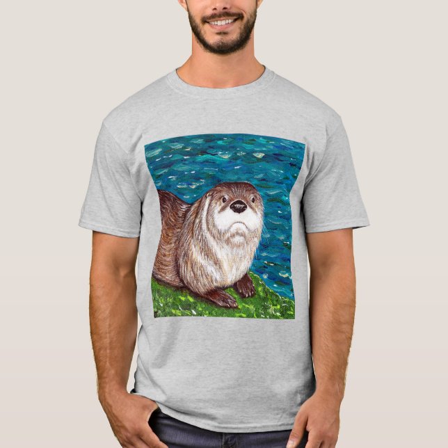 Cheeky River Otter painting T-Shirt (Front)