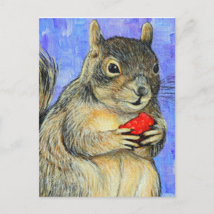 Cheeky Squirrel Painting Postcard