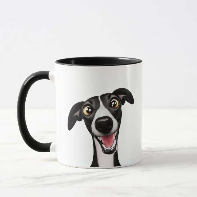 Cheeky Whippet in a cute cartoon style Mug (Left)
