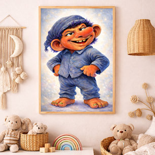 Cheeky Woodland Troll Boy Cosy Fairytale Photo Print
