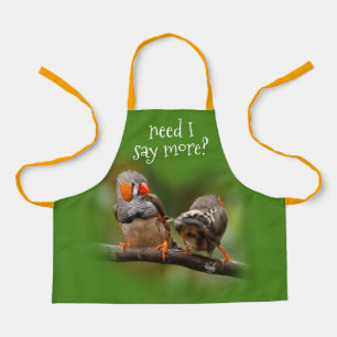 Cheeky Zebra Finches Songbirds on Branch Apron