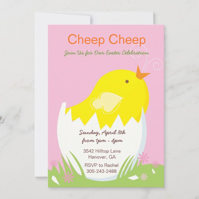 Cheep Cheep Yellow Chick Easter Party Invitation (Front)