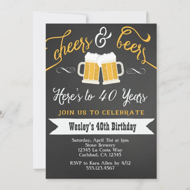 Cheer and Beers 40th Birthday Party Invitation (Front)