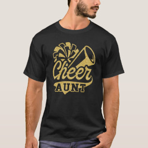 Cheer Aunt Biggest Fan Cheerleader Black Yellow Go T-Shirt