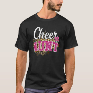 Cheer Aunt Biggest Fan Leopard Print And Pom Pom 1 T-Shirt