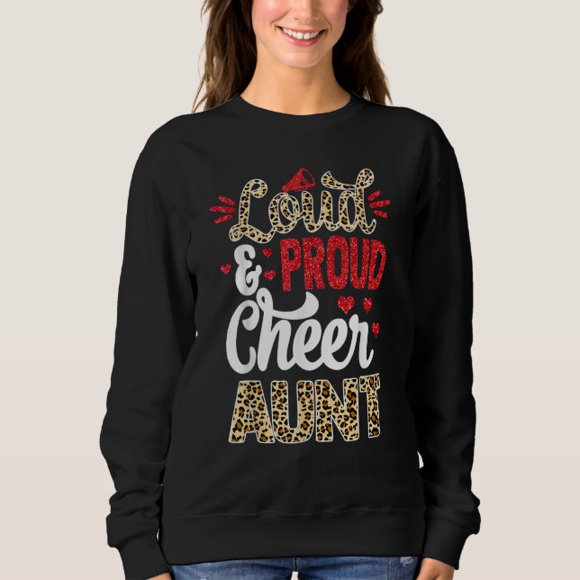 Cheer Aunt Biggest Fan Leopard Print And Pom Pom Sweatshirt (Front)