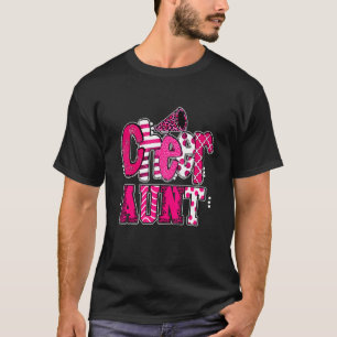 Cheer Aunt Biggest Fan Leopard Print And Pom Pom T-Shirt