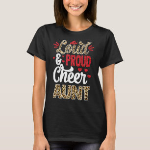 Cheer Aunt Biggest Fan Leopard Print And Pom Pom T-Shirt