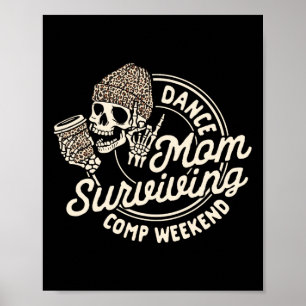 Cheer Aunt Coffee Lover Skeleton Surviving Comp We Poster