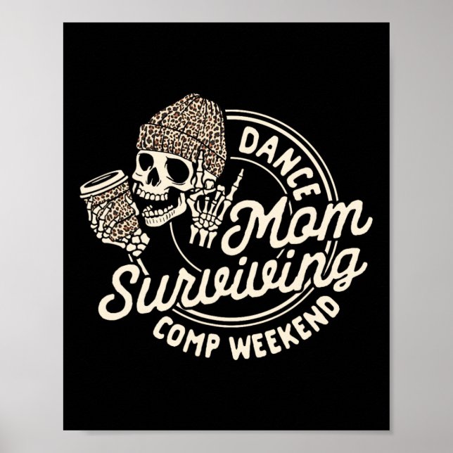 Cheer Aunt Coffee Lover Skeleton Surviving Comp We Poster (Front)