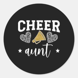 Cheer Aunt Hearts Cheerleading Aunt Of A Cheerlead Classic Round Sticker