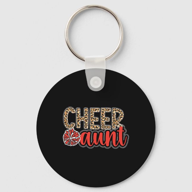 Cheer Aunt Leopard Aunt Of A Cheerleader Aunt Chee Key Ring (Front)