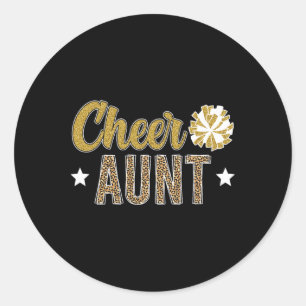Cheer Aunt Leopard Cheerleading Auntie Cheerleader Classic Round Sticker