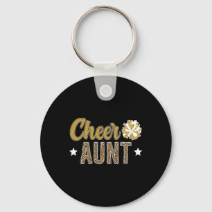 Cheer Aunt Leopard Cheerleading Auntie Cheerleader Key Ring