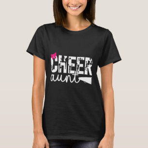 Cheer Aunt Of A Cheerleader Auntie Bow Cheerleadin T-Shirt