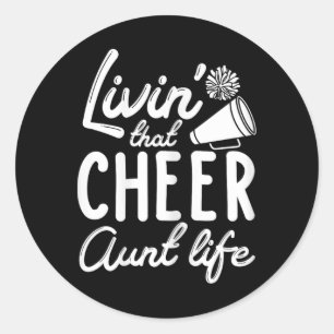 Cheer Aunt Shirts For Cheerleader Aunties Women's Classic Round Sticker