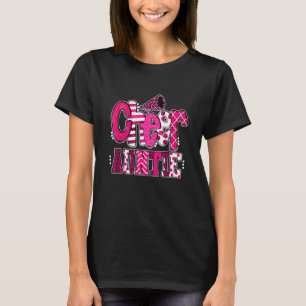 Cheer Auntie Biggest Fan Leopard Print And Pom Pom T-Shirt
