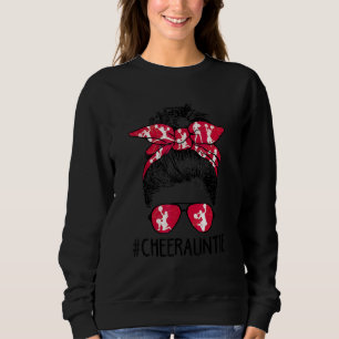 Cheer Auntie Cheerleader Auntie Life Messy Bun Mot Sweatshirt