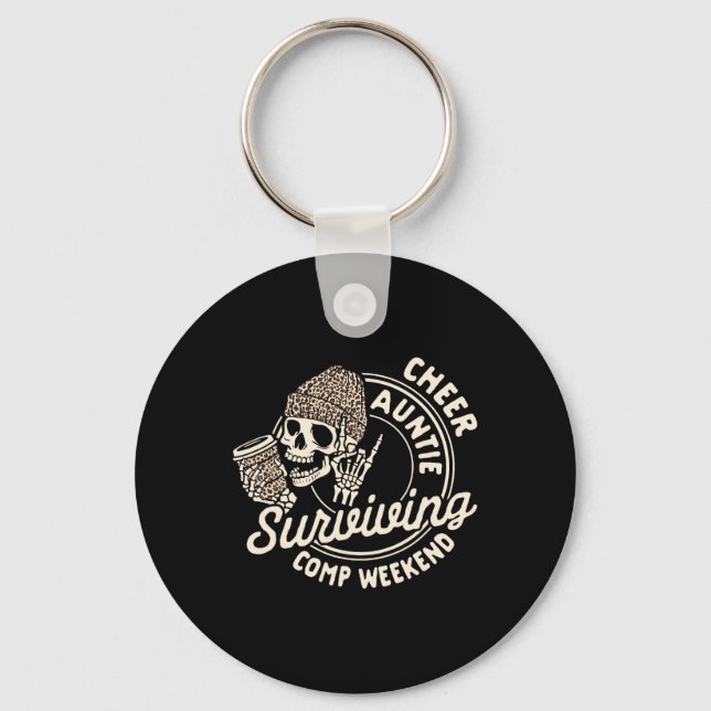 Cheer Auntie Coffee Lover Skeleton Surviving Comp  Key Ring (Front)