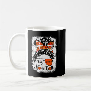 Cheer Basketball Mum Of Both Messy Bun Hair Glasse Coffee Mug