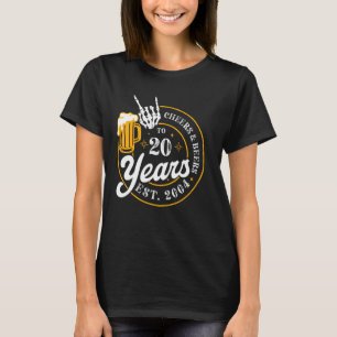 Cheer & Beer to 20 Years EST. 2004 20th Birthday P T-Shirt