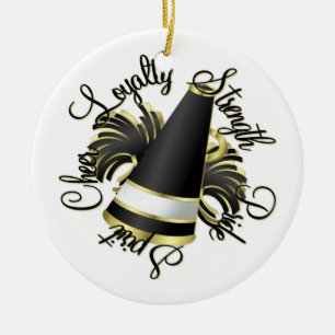 Cheer Black and Gold Qualities Photo Ornament