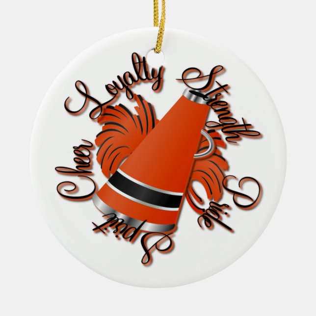 Cheer Black and Orange Customisable Ornament (Front)