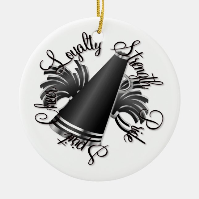 Cheer Black and Silver Doubled-Sided Ornament (Front)