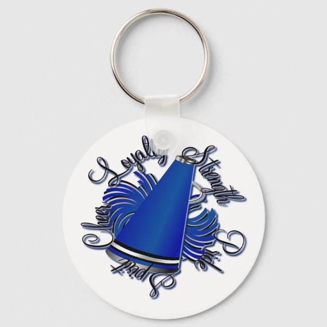 Cheer Black Blue and White Qualities Key Ring (Front)
