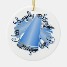 Cheer Blue and White Doubled-Sided Ornament