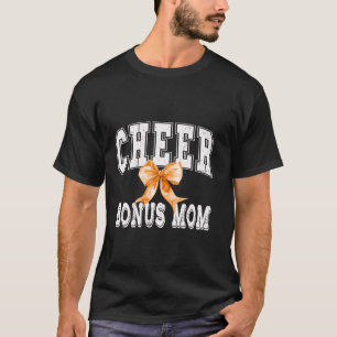Cheer BONUS MOM Coquette Orange Bow Cheerleader T-Shirt