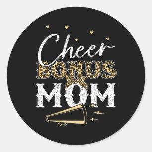 Cheer Bonus Mom Shirt Leopard Cheerleading Stepmom Classic Round Sticker