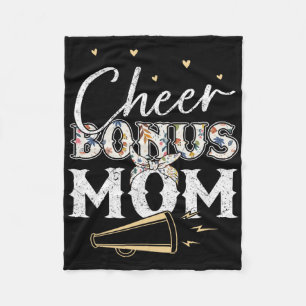 Cheer Bonus Mom Shirt Leopard Cheerleading Stepmom Fleece Blanket