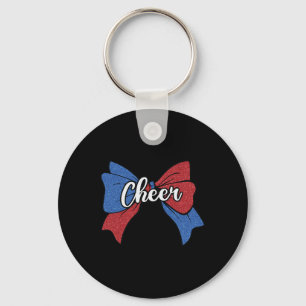 Cheer Bow Blue Red Funny Sport Cheerleader Cheerle Key Ring