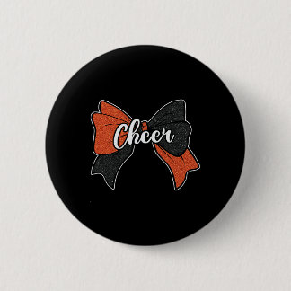 Cheer Bow Orange Black Funny Sport Cheerleader Che 6 Cm Round Badge