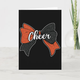 Cheer Bow Orange Black Funny Sport Cheerleader Che Card