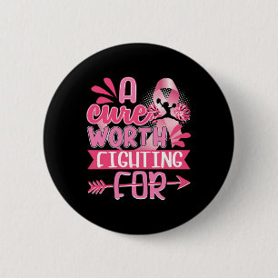 Cheer Breast Cancer Shirt Pink Ribbon Cheerleading 6 Cm Round Badge