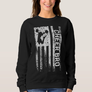 Cheer Bro Vintage American Flag Brother Cheerleade Sweatshirt