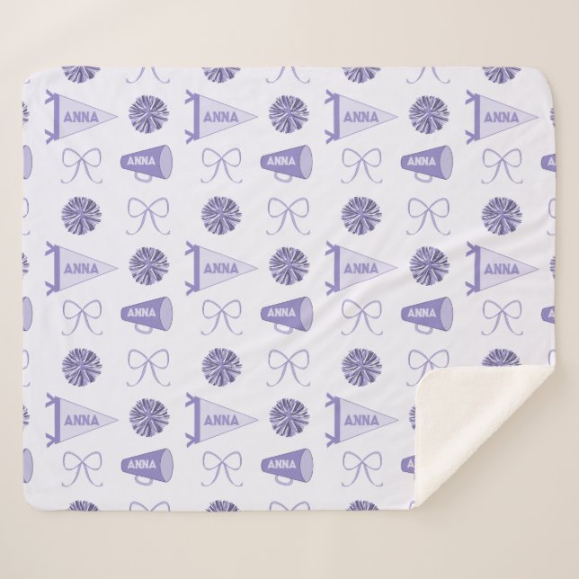 Cheer Camp Purple Cheerleadering Pompom Travel  Sherpa Blanket (Front (Horizontal))