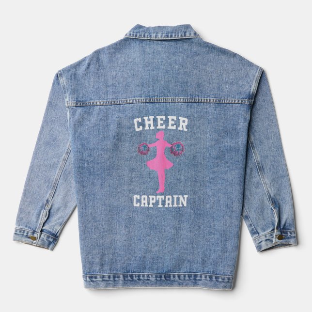 Cheer Captain Cheerleading Practice Cheerleader Le Denim Jacket (Back)