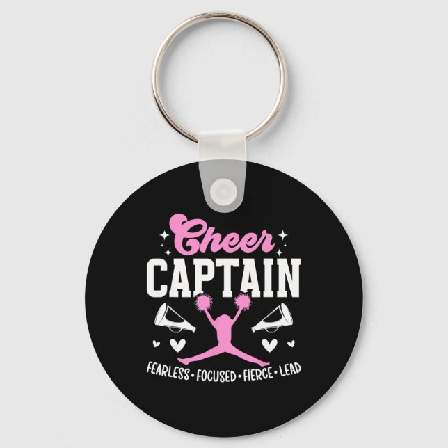 Cheer Captain Fearless Focused Fierce Cheerleading Key Ring (Front)